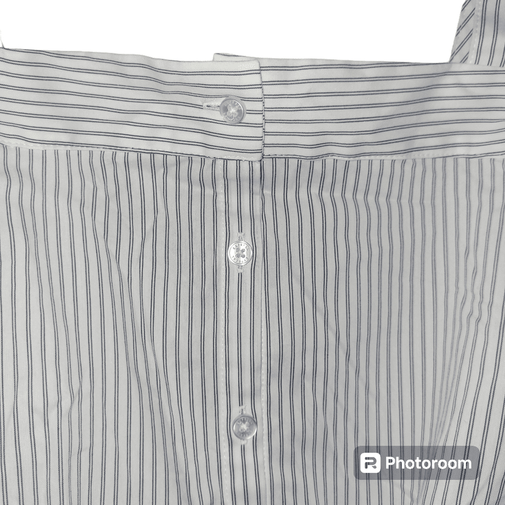 Women's Express White and Blue Striped Button Up Crop Top Size M - Picture 4 of 9